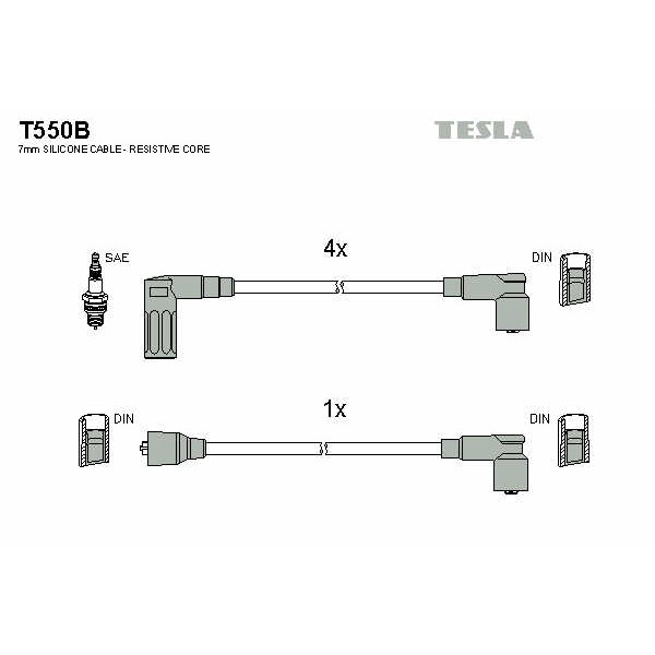 Слика на Кабли за свеќици - комплет сет кабли TESLA T550B