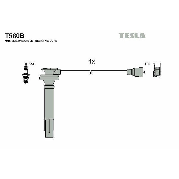 Слика на Кабли за свеќици - комплет сет кабли TESLA T580B