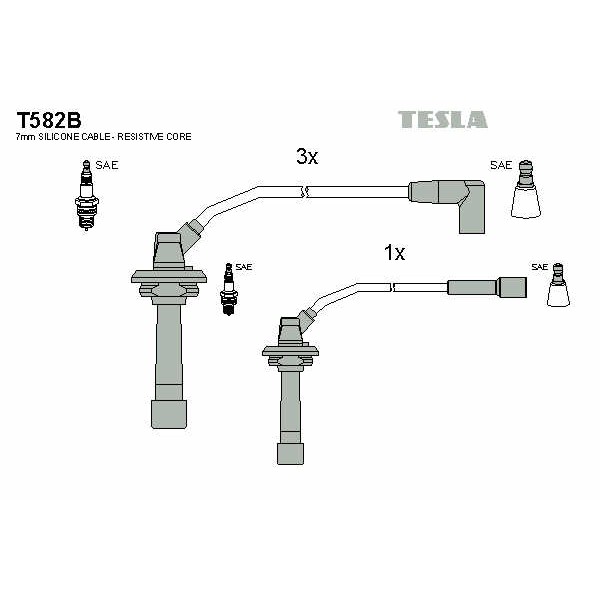Слика на Кабли за свеќици - комплет сет кабли TESLA T582B