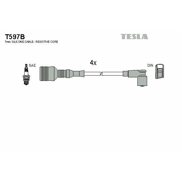 Слика на кабли за свеќици - комплет сет кабли TESLA T597B за Alfa Romeo 33 (905) Sedan 1.5 - 95 коњи бензин