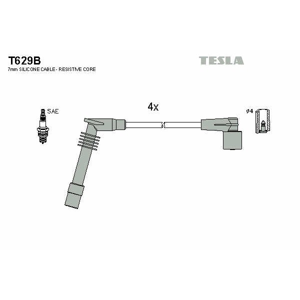 Слика на кабли за свеќици - комплет сет кабли TESLA T629B за Opel Astra F Van 1.6 i - 71 коњи бензин