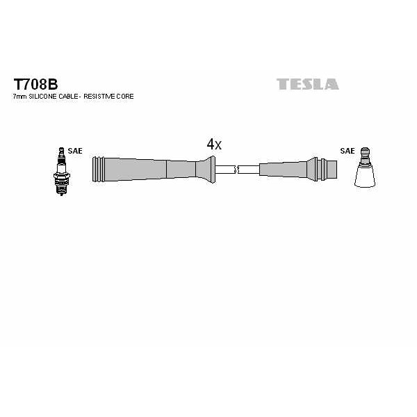 Слика на кабли за свеќици - комплет сет кабли TESLA T708B за Renault Megane 1 (BA0-1) 1.6 e (BA0F, BA0S) - 90 коњи бензин
