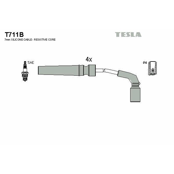 Слика на кабли за свеќици - комплет сет кабли TESLA T711B за Daewoo Rezzo 1.6 - 105 коњи бензин