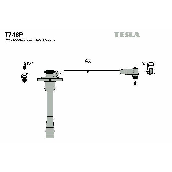 Слика на Кабли за свеќици - комплет сет кабли TESLA T746P