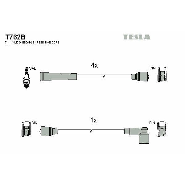 Слика на Кабли за свеќици - комплет сет кабли TESLA T762B