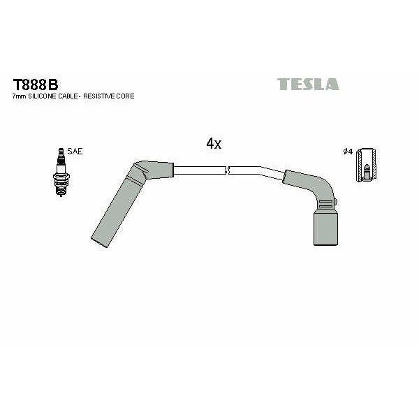 Слика на кабли за свеќици - комплет сет кабли TESLA T888B за CHEVROLET MATIZ Hatchback 1.0 - 65 коњи бензин