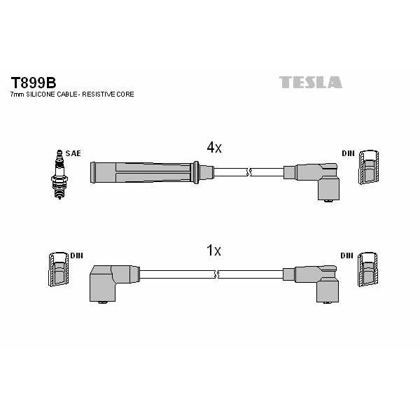 Слика на кабли за свеќици - комплет сет кабли TESLA T899B за Mazda 626 Coupe (GD) 2.2 12V - 115 коњи бензин