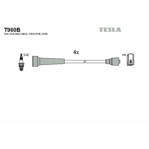 Слика на кабли за свеќици - комплет сет кабли TESLA T960B за Renault Laguna Nevada (K56) 1.8 (K56S/T/0) - 90 коњи бензин