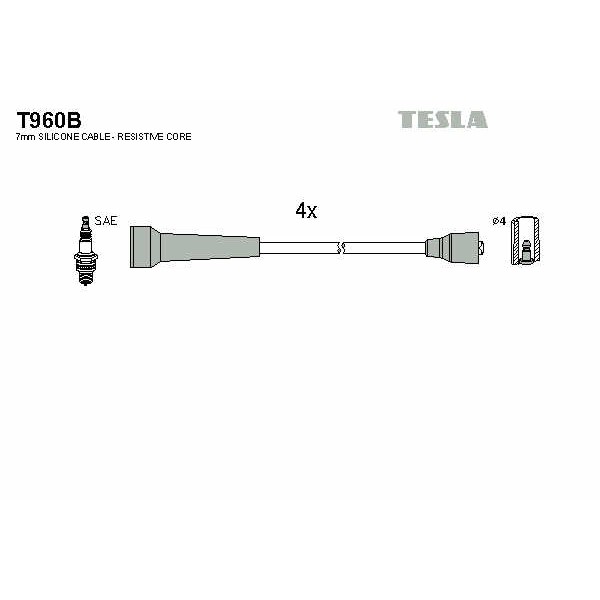 Слика на кабли за свеќици - комплет сет кабли TESLA T960B за Renault Megane 1 Cabriolet (EA0-1) 2.0 (EA0G) - 114 коњи бензин
