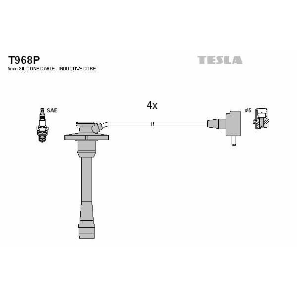 Слика на Кабли за свеќици - комплет сет кабли TESLA T968P