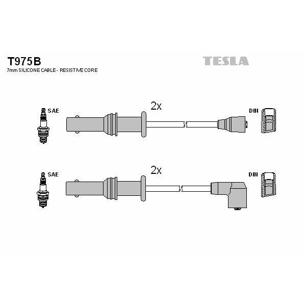 Слика на Кабли за свеќици - комплет сет кабли TESLA T975B