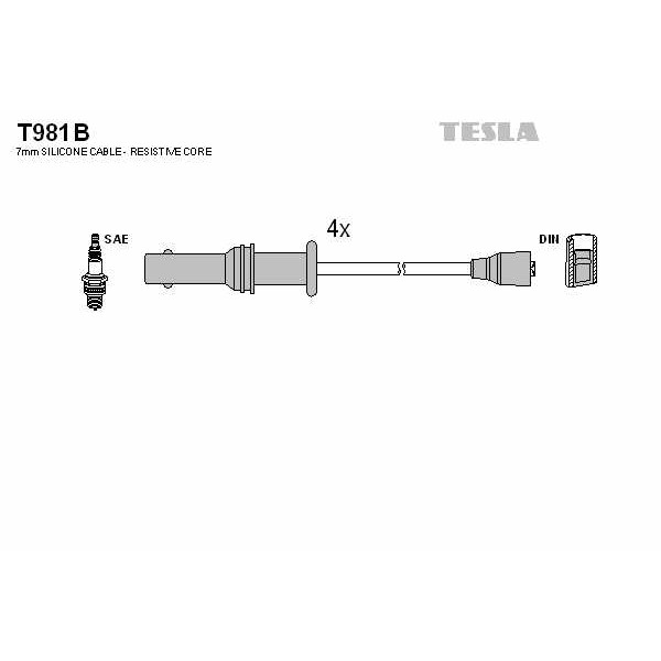 Слика на Кабли за свеќици - комплет сет кабли TESLA T981B