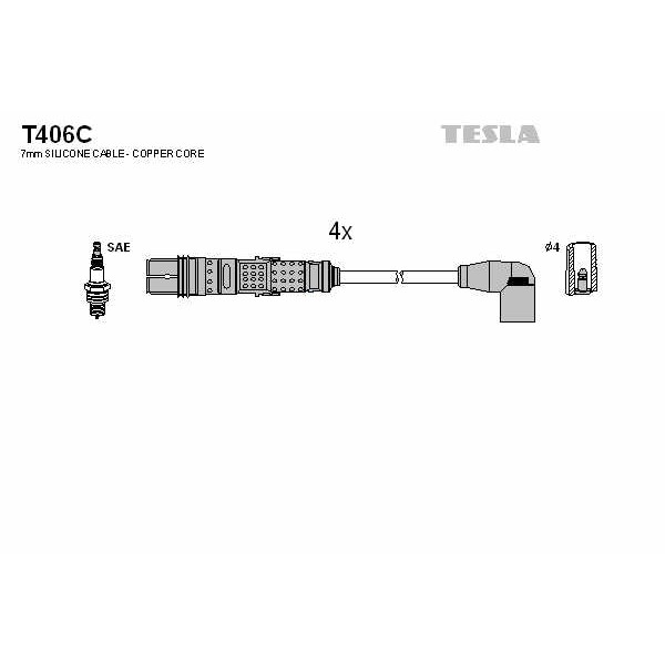 Слика на кабли за свеќици - комплет сет кабли TESLA Original T406C за VW Caddy 3 Estate 1.2 TSI - 105 коњи бензин