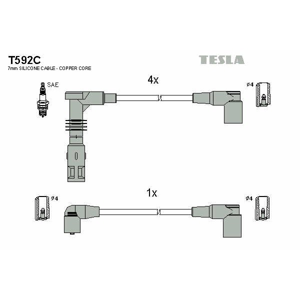 Слика на Кабли за свеќици - комплет сет кабли TESLA Original T592C