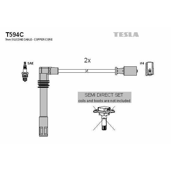 Слика на Кабли за свеќици - комплет сет кабли TESLA Original T594C