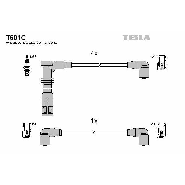 Слика на Кабли за свеќици - комплет сет кабли TESLA Original T601C