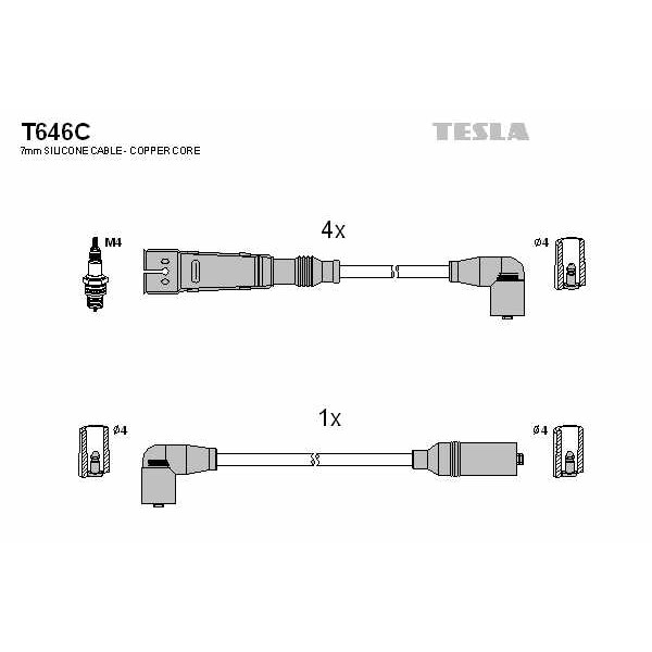 Слика на Кабли за свеќици - комплет сет кабли TESLA Original T646C