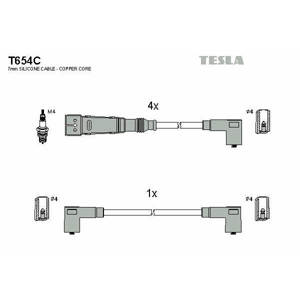 Слика на Кабли за свеќици - комплет сет кабли TESLA Original T654C