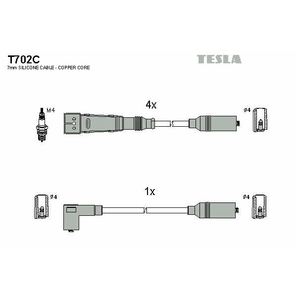 Слика на Кабли за свеќици - комплет сет кабли TESLA Original T702C