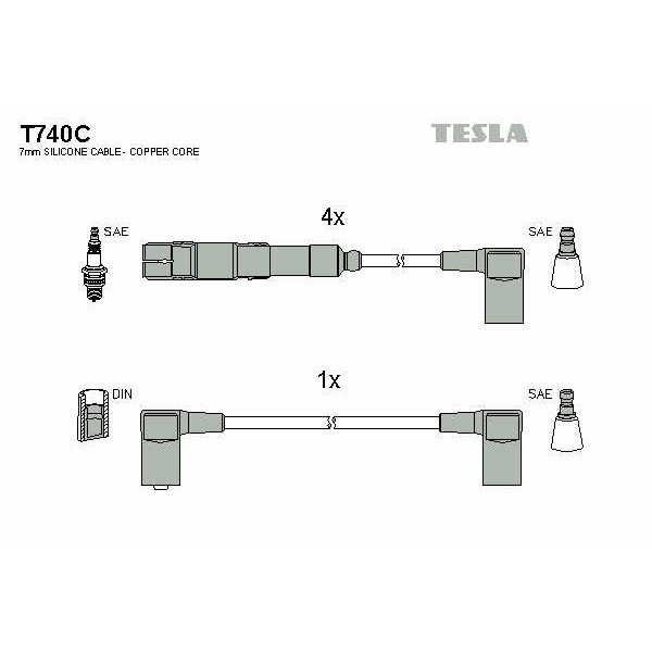 Слика на Кабли за свеќици - комплет сет кабли TESLA Original T740C