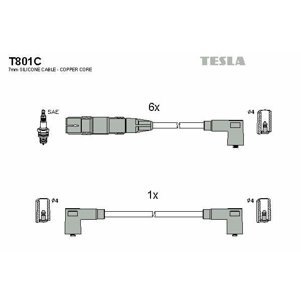 Слика на Кабли за свеќици - комплет сет кабли TESLA Original T801C