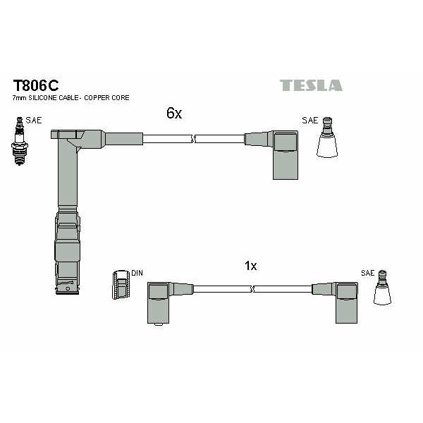 Слика на Кабли за свеќици - комплет сет кабли TESLA Original T806C