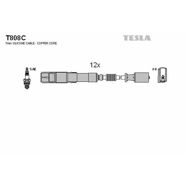 Слика на Кабли за свеќици - комплет сет кабли TESLA Original T808C