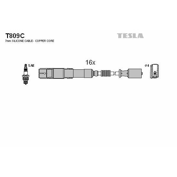 Слика на Кабли за свеќици - комплет сет кабли TESLA Original T809C