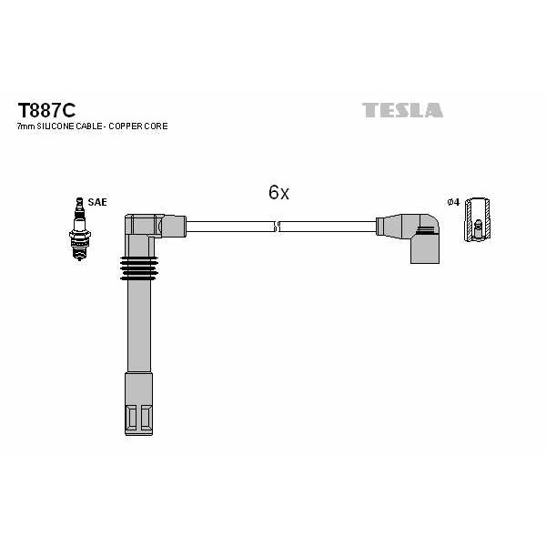 Слика на Кабли за свеќици - комплет сет кабли TESLA Original T887C