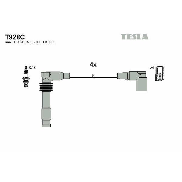 Слика на Кабли за свеќици - комплет сет кабли TESLA Original T928C