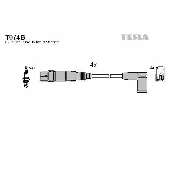 Слика на Кабли за свеќици - комплет сет кабли TESLA alternative T074B