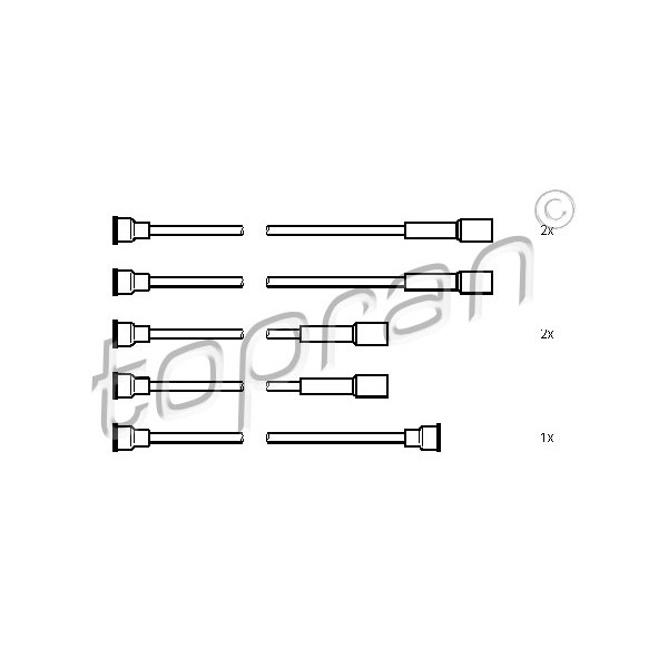 Слика на кабли за свеќици - комплет сет кабли TOPRAN 202 504 за Opel Corsa A TR 1.0 - 45 коњи бензин