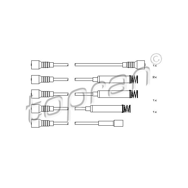 Слика на кабли за свеќици - комплет сет кабли TOPRAN 202 517 за Opel Omega A 1.8 S - 90 коњи бензин