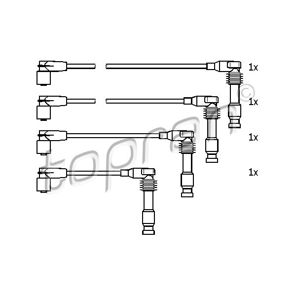 Слика на кабли за свеќици - комплет сет кабли TOPRAN 205 104 за Opel Calibra A 2.0 i 16V - 136 коњи бензин