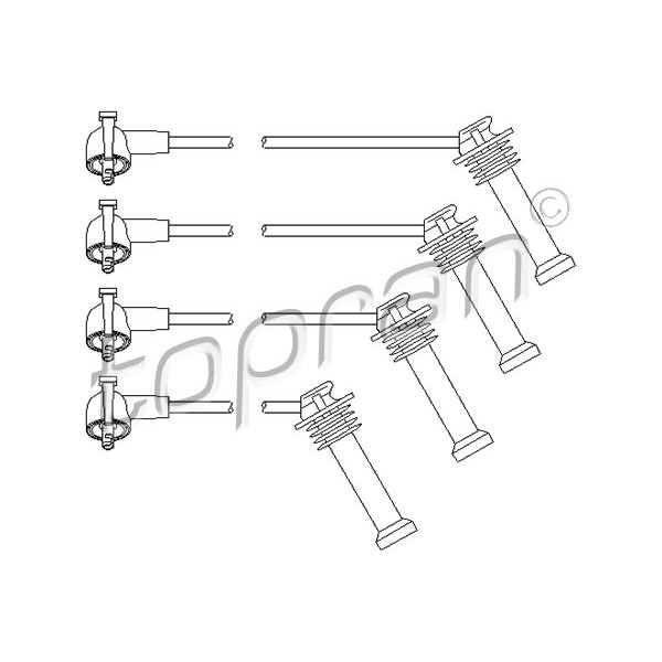 Слика на кабли за свеќици - комплет сет кабли TOPRAN 300 703 за Ford Escort MK 6 Estate (gal) 1.8 i 16V - 105 коњи бензин