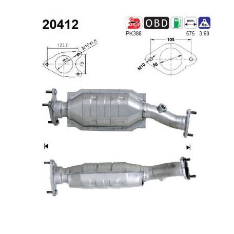 Слика на катализатор AS 20412 за Ford Mondeo 3 (B5Y) 3.0 V6 24V - 204 коњи бензин