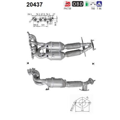 Слика на катализатор AS 20437 за Ford Mondeo 4 1.6 Ti - 110 коњи бензин