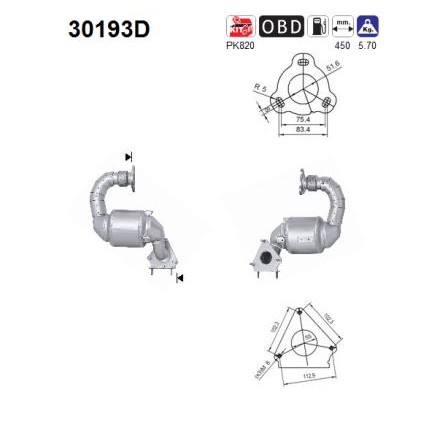Слика на катализатор AS 30193D за Renault Megane 2 Hatchback 2.0 dCi (BM1K, CM1K) - 150 коњи дизел