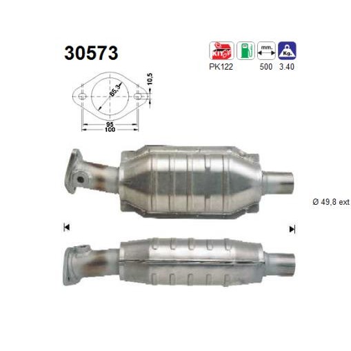 Слика на катализатор AS 30573 за Renault Megane 1 (BA0-1) 2.0 i (BA0G) - 114 коњи бензин