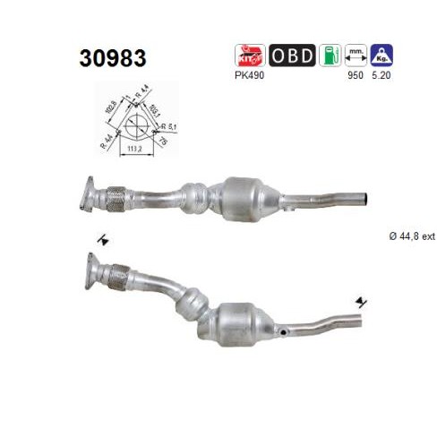 Слика на катализатор AS 30983 за Renault Laguna 2 Sport Tourer (KG0-1) 2.0 16V IDE (KG0N) - 140 коњи бензин