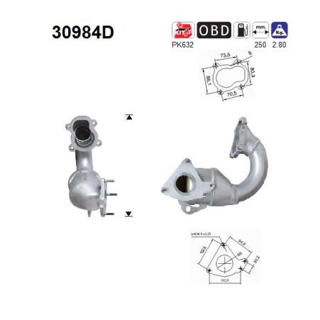 Слика на катализатор AS 30984D за Renault Megane 1 (BA0-1) 1.9 dTi (BA1U) - 80 коњи дизел