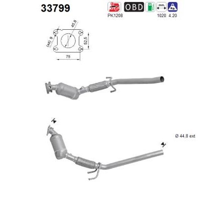 Слика на катализатор AS 33799 за Seat Ibiza 4 Sportcoupe (6J) 1.0 - 75 коњи бензин