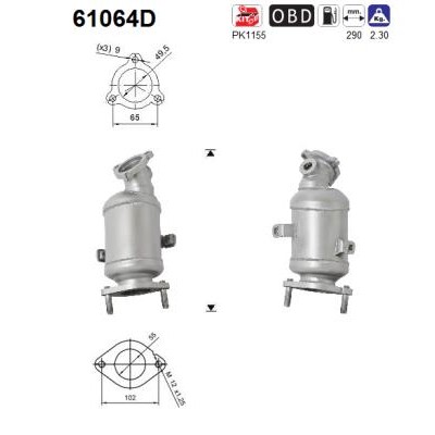 Слика на катализатор AS 61064D за Hyundai H-1 BOX 2.5 CRDi - 140 коњи дизел