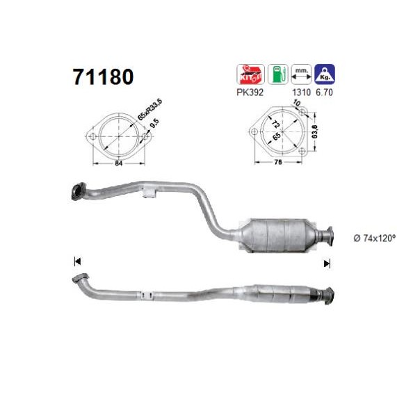 Слика на катализатор AS 71180 за Mercedes C-class Saloon (w202) C 200 Kompressor (202.025) - 192 коњи бензин