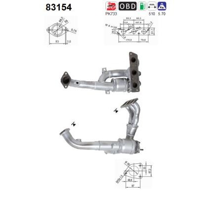 Слика на катализатор AS 83154 за Rover 45 Saloon (RT) 2.0 V6 - 150 коњи бензин