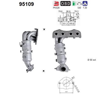 Слика на катализатор AS 95109 за Toyota Previa (CLR3,ACR3) 2.4 - 156 коњи бензин