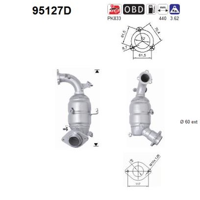 Слика на катализатор AS 95127D за Toyota Avensis Estate (T25) 2.2 D-4D - 150 коњи дизел