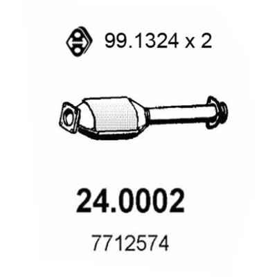 Слика на катализатор ASSO 24.0002 за Lancia Delta 2 (836) 1.6 i.e. (836AD) - 75 коњи бензин