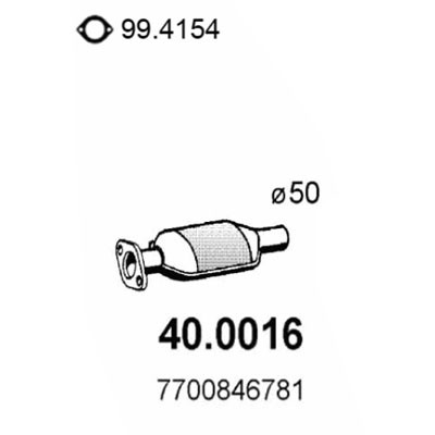 Слика на катализатор ASSO 40.0016 за Renault Megane 1 (BA0-1) 1.9 dTi (BA08, BA0N) - 98 коњи дизел