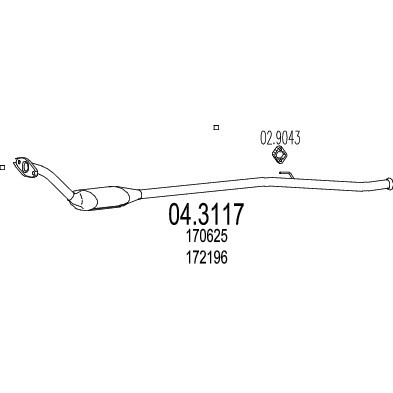 Слика на катализатор MTS 04.3117 за Peugeot 205 Convertible (741B,20D) 1.4 CJ - 75 коњи бензин